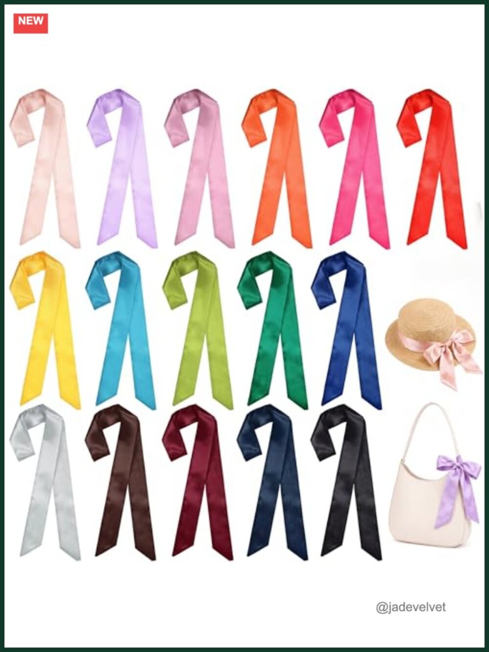 16 Pack Satin Hair Ribbon Neck Scarf 40 Inch Women's Fashion Scarves